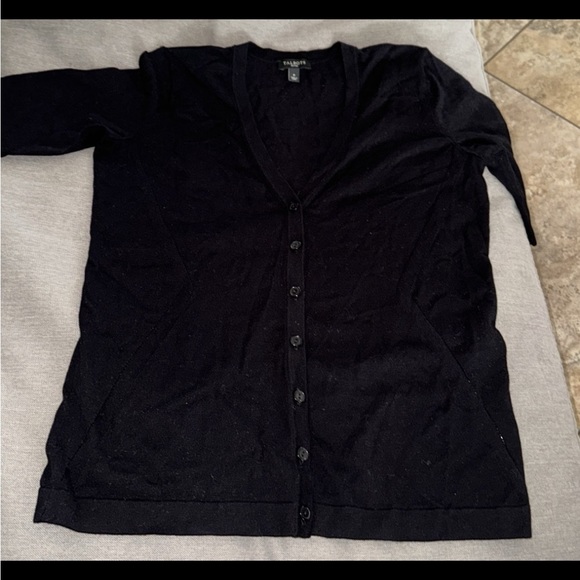 Talbots NEW Black V Neck Button Front Short Sleeve Cardigan… - Picture 3 of 5